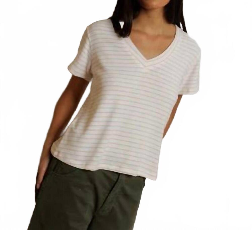 NEW PERFECTWHITETEE elliot brushed v-neck tee in clementine stripe